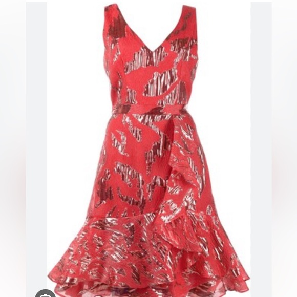 Marchesa Notte Ruffle Hem Cocktail Dress - Coral Size 2 - BRAND NEW with tags - Picture 5 of 5